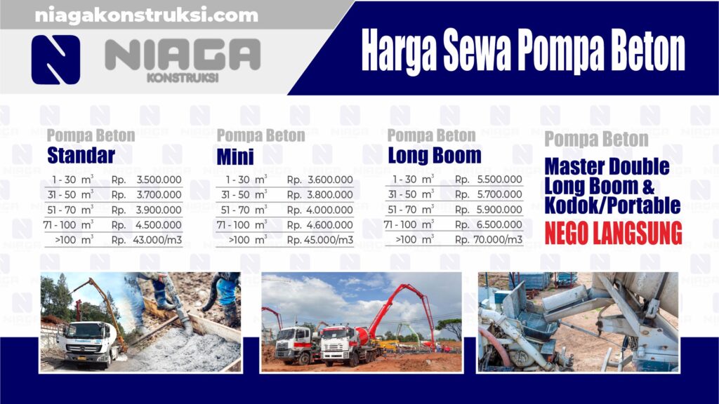 Harga Sewa Mobil Pompa Beton 2026 - Niaga Konstruksi